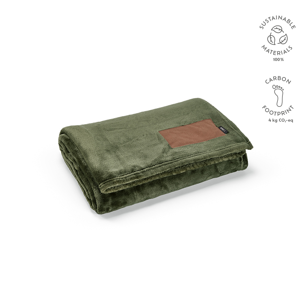 Van-Eyck Decke aus rPET (240 g/m²). Mit personalisierbarem Aufnäher - Armeegrün