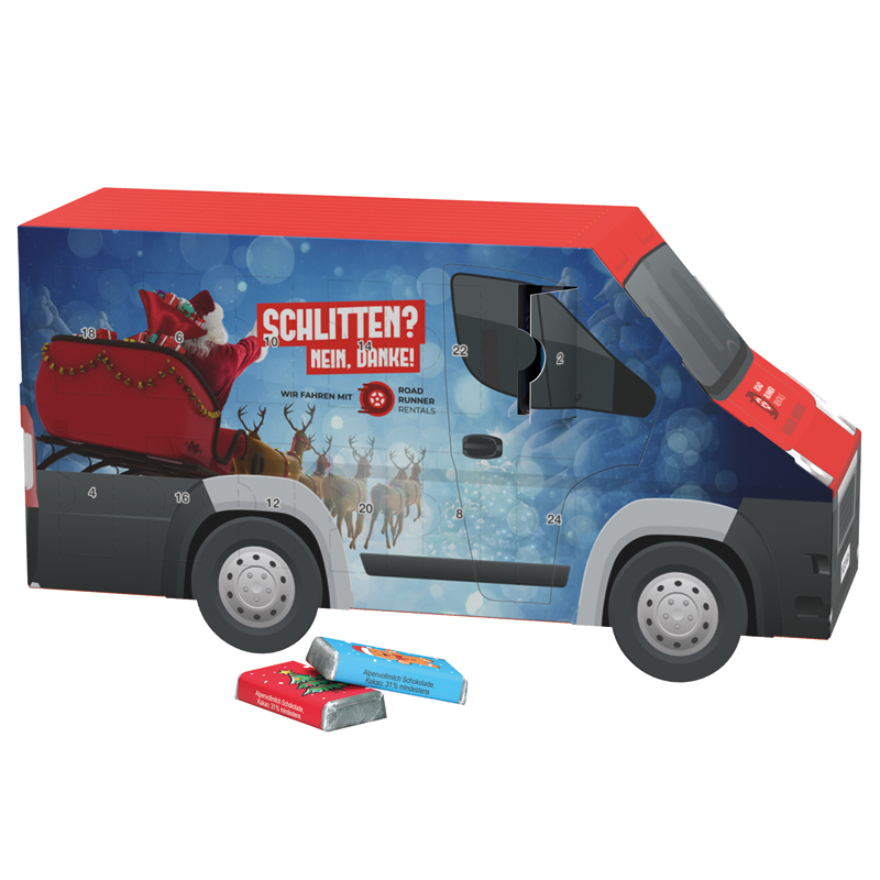 Adventskalender Transporter, Alpenmilch-Schokotäfelchen