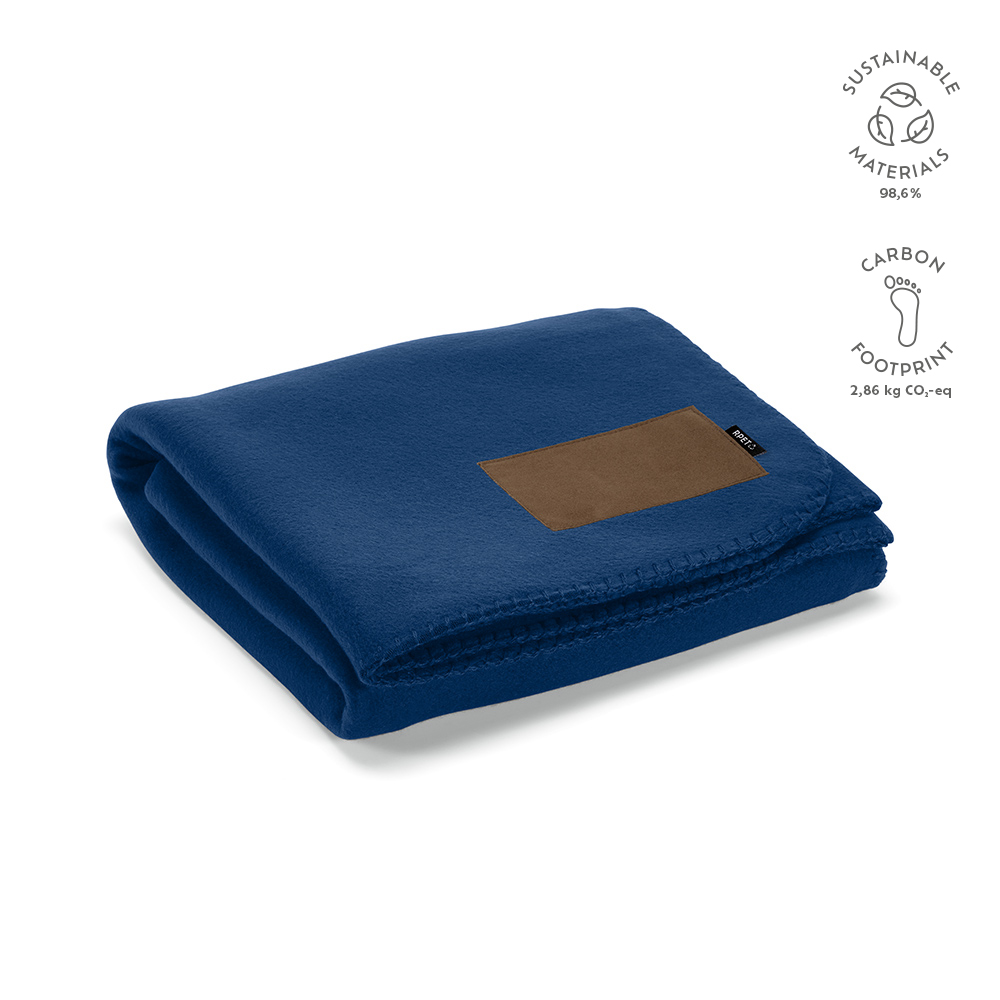 Pollock Decke aus rPET (180 g/m²). Mit personalisierbarem Aufnäher - Blau