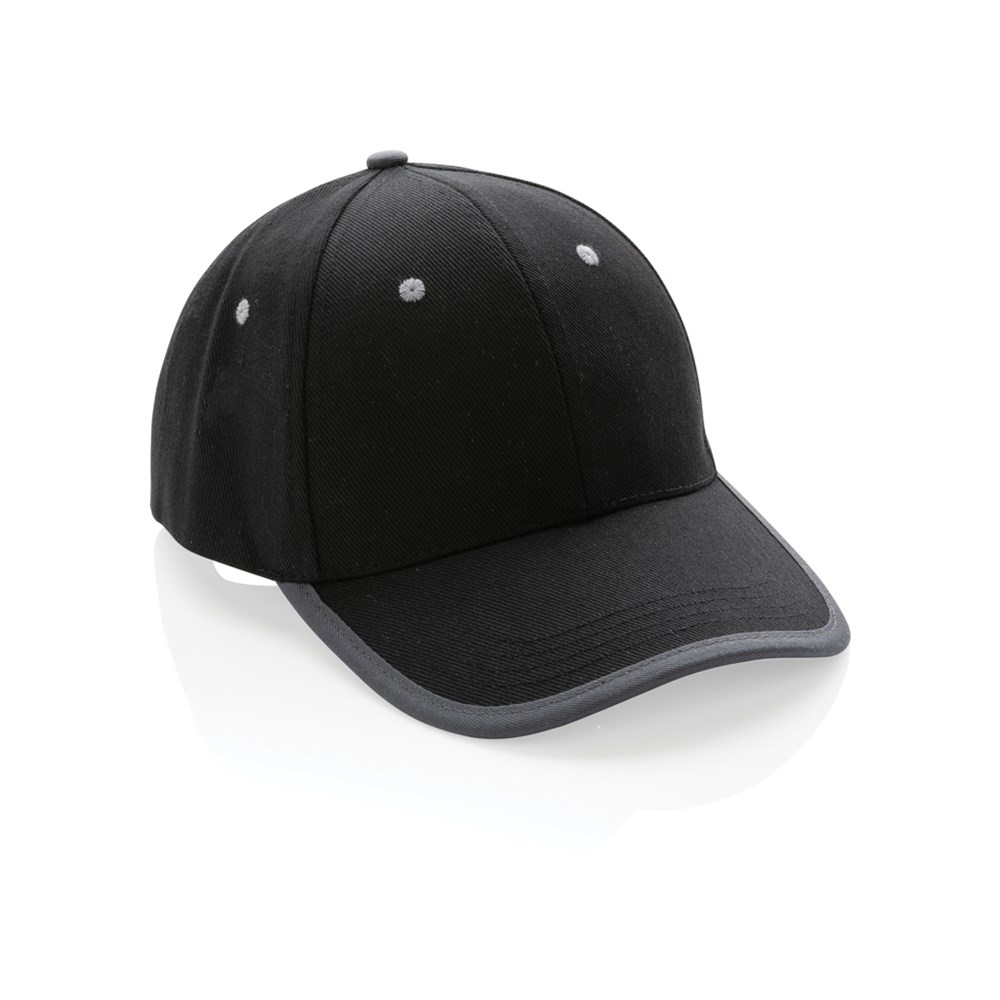 Impact AWARE™ 280gr Brushed rCotton 6 Panel Kontrast-Cap - schwarz (± PMS Black)