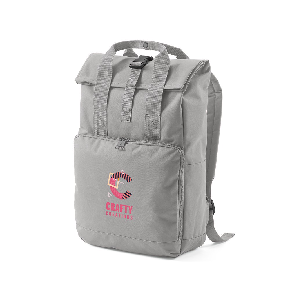 Warsaw 20L Rucksack aus rPET.Roll-Top- und Schnallenverschluss - Hellgrau