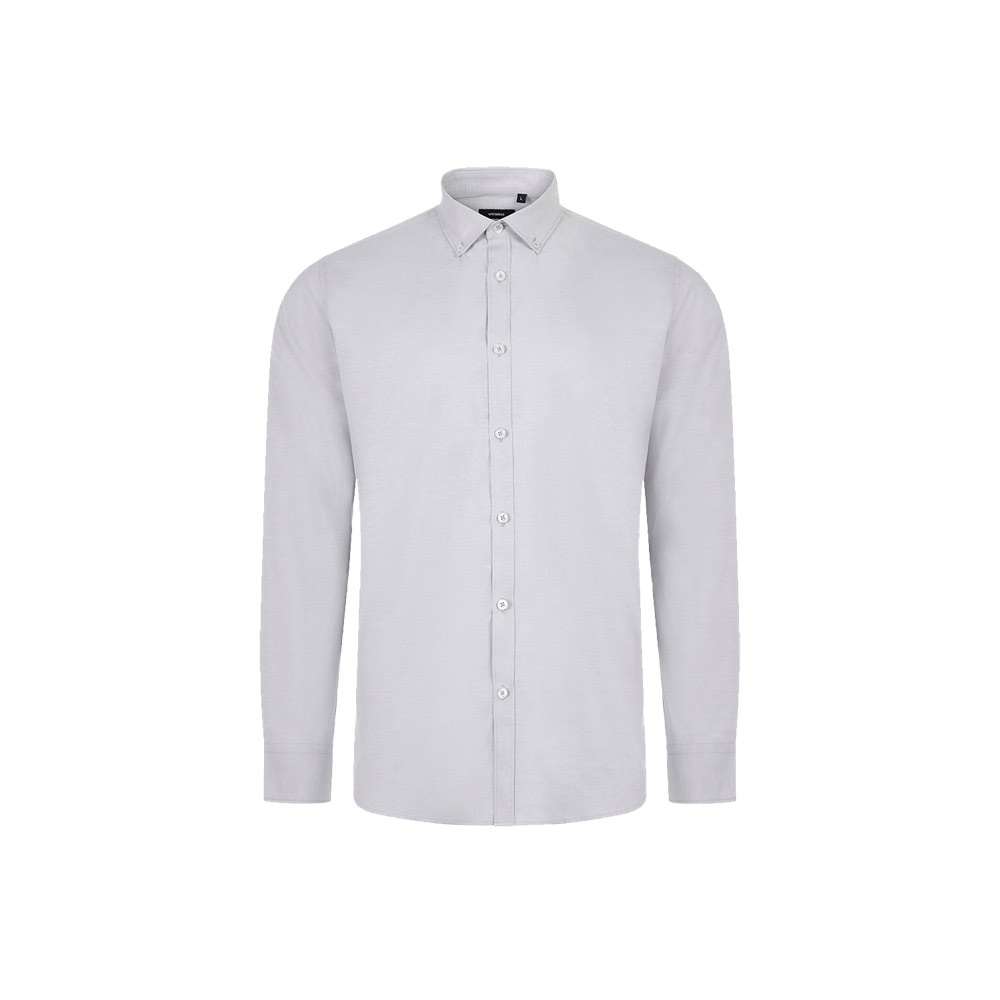 VL PRITHVI MAN. Hemd Oxford (180 g/m²) für Herren, aus Baumwolle (50 %), Polyester (45 %) und Elasthan (5 %) - Hellgrau