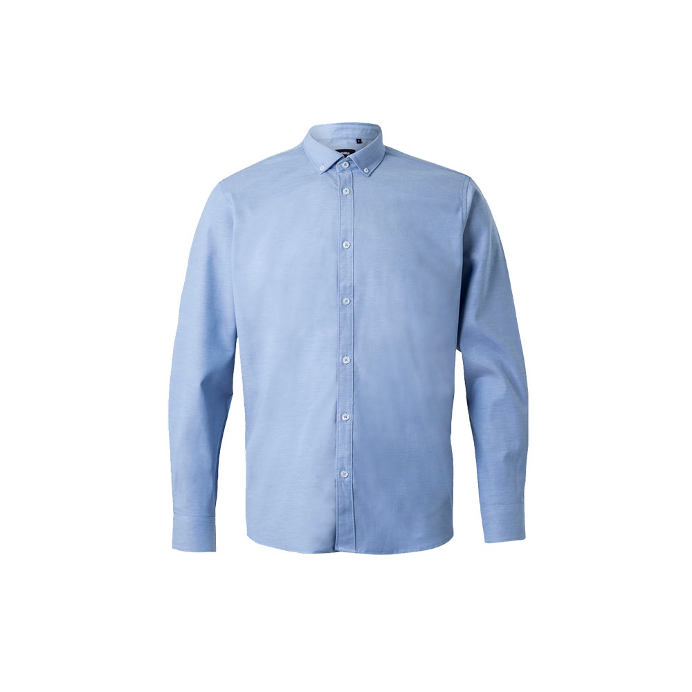VL PRITHVI MAN. Hemd Oxford (180 g/m²) für Herren, aus Baumwolle (50 %), Polyester (45 %) und Elasthan (5 %) - Blau