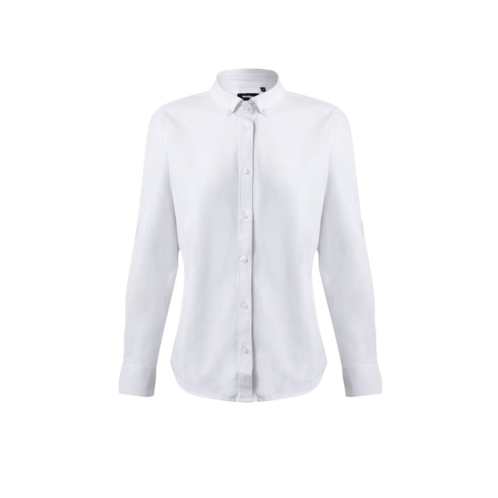 VL PRITHVI WOMEN. Hemd Oxford (180 g/m²) für Damen, aus Baumwolle (50 %), Polyester (45 %) und Elasthan (5 %) - Weiß
