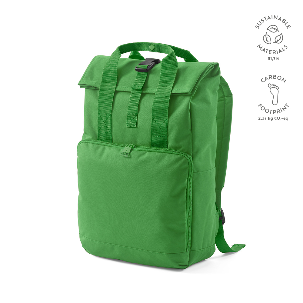 Warsaw 20L Rucksack aus rPET.Roll-Top- und Schnallenverschluss - Grün