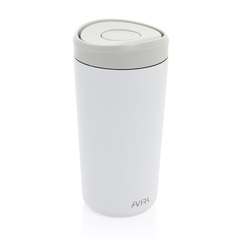Avira Alix Klickbecher aus RCS rec. Stahl 400ml - weiß (± PMS White)