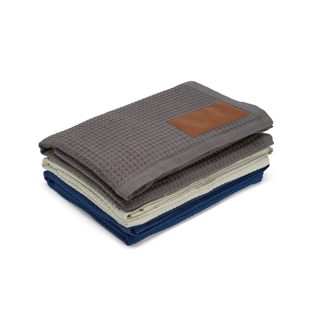 Giotto Decke recy.Baumwolle (200 g/m²). Mit personalisierbarem Aufnäher - Dunkelgrau