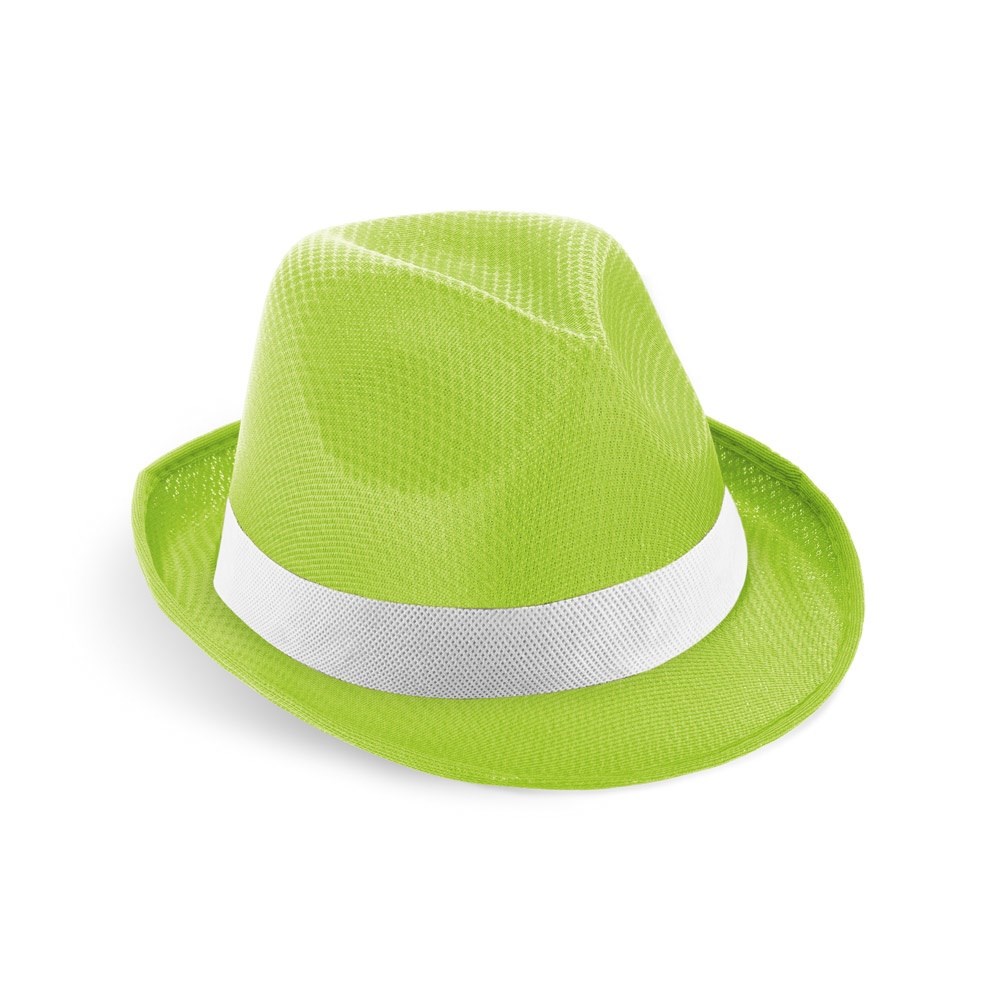 MANOLO POLI. Hut aus PP mit weißen Band aus Polyester - Hellgrün
