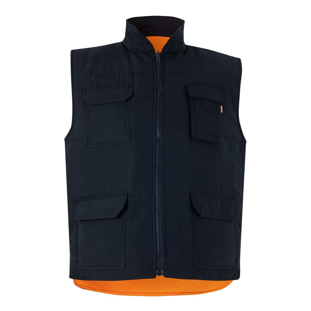 VL DIANA. Steppweste (220g/m²), wendbar und mit mehreren Taschen, aus Polyester (100%), mit Reißverschluss und Wendezipper - orange