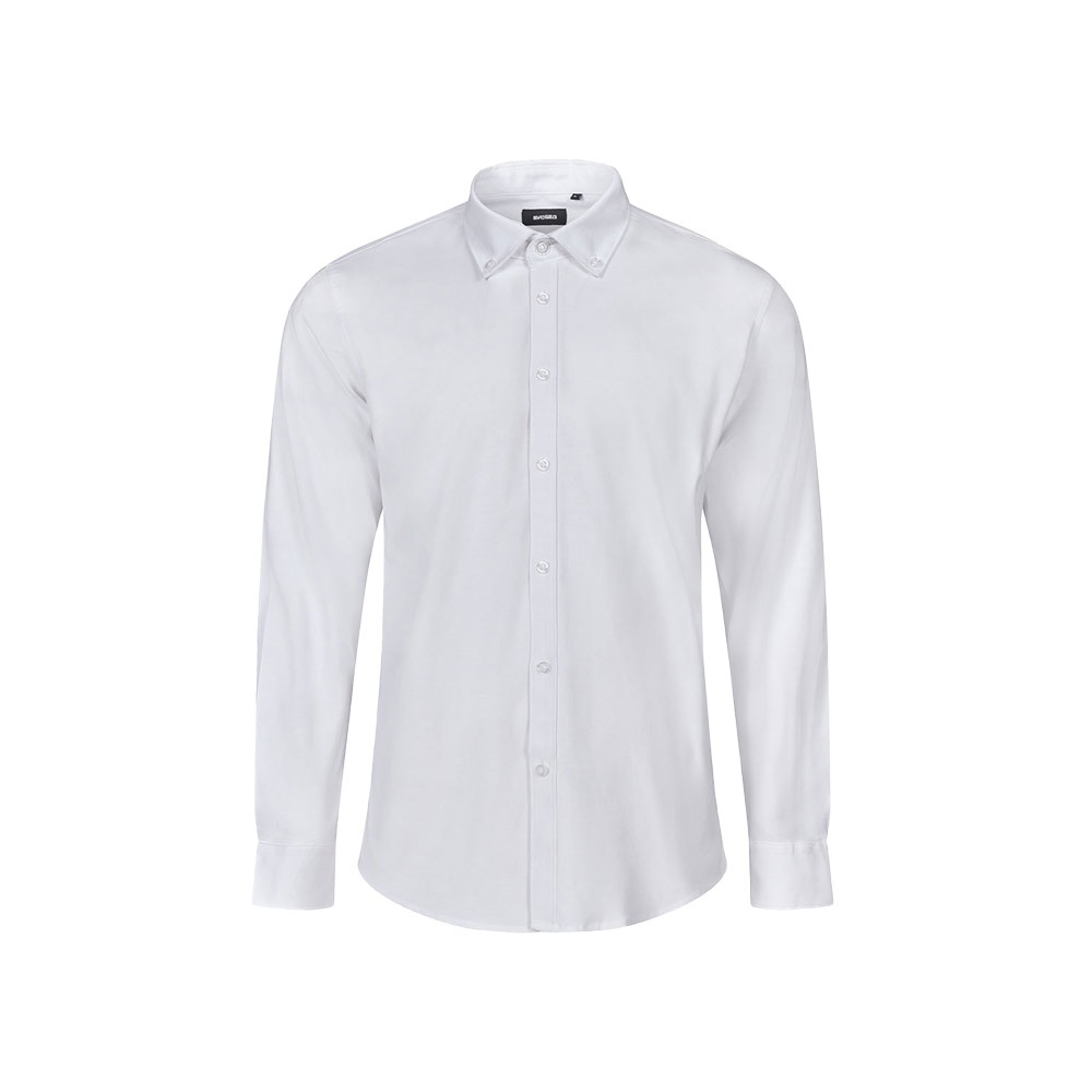 VL PRITHVI MAN. Hemd Oxford (180 g/m²) für Herren, aus Baumwolle (50 %), Polyester (45 %) und Elasthan (5 %) - Weiß