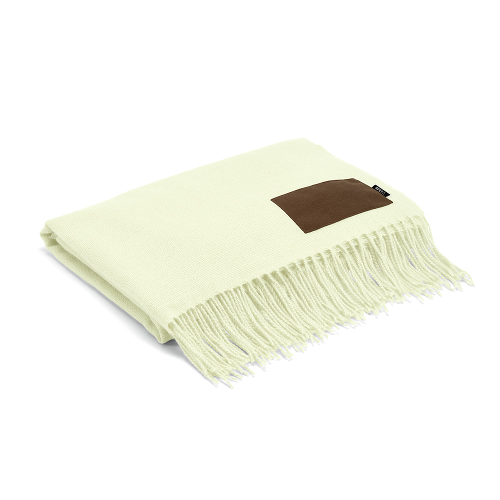 Lichtenstein Decke aus rPET (180 g/m²). Mit personalisierbarem Aufnäher - Beige