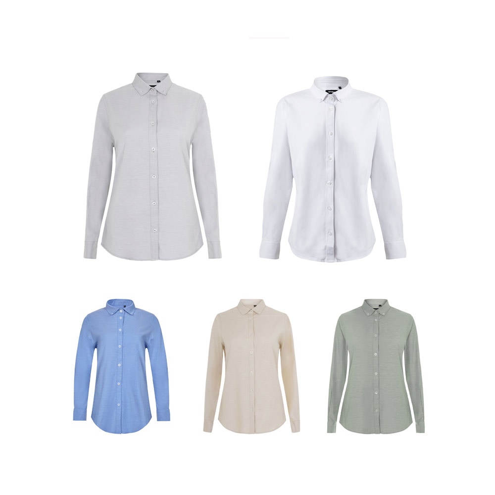 VL PRITHVI WOMEN. Hemd Oxford (180 g/m²) für Damen, aus Baumwolle (50 %), Polyester (45 %) und Elasthan (5 %)